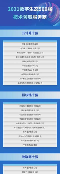 2021数字生态500强-行业数字化服务商、技术领域服务商、区域榜单
